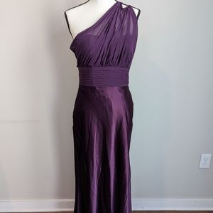 Bari jay one shoulder purple satin with lace dress gown size 10